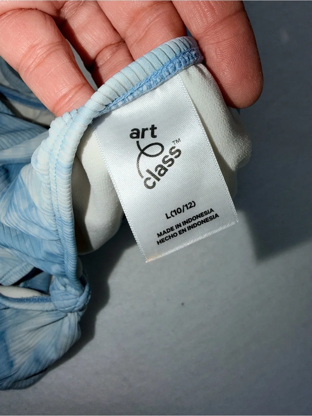 Targets Art Class Light Blue Tie-Dye Cutout Ribbed Bodysuit